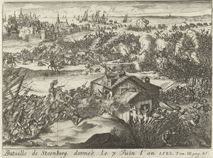 Steenbergi csata, adat 1583. június 7-én (cím a tárgyon) alkotó: Lamberecht Causé