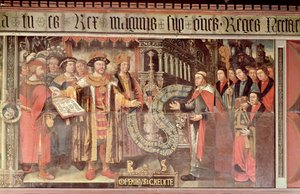 Robert Sherburne püspök és VIII. Henrik (1491-1547) 1508-36 körül (freskó) alkotó: Lambert Barnard