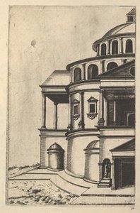 Részleges kilátás egy épületre [Ézsaiás temploma] a Ruinarum variarum f... sorozatból, 1554