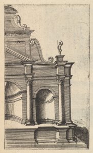 Részleges kilátás egy emlékműre [Mercurius Temple] a Ruinarum variarum fabricaru sorozatból, 1554