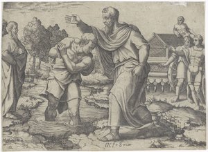 Az etióp eunuch megkeresztelkedése Fülöp által Jelenetek a Cselekedetek könyvéből (sorozat címe) alkotó: Lambertus Suavius (attributed to)
