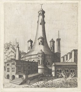 Gebouw met een half maan op het dak Különféle gyártmányú romok rajzai, amelyek nagyon hasznosak a festők és más hasonló művészek számára (sorozat címe)