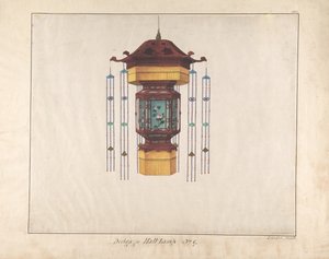 Tervezés a 9-es számú csarnoklámpához, kb. 1845. alkotó: Lamqua