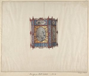Tervezés egy 6-os csarnoki lámpához, kb. 1845. alkotó: Lamqua