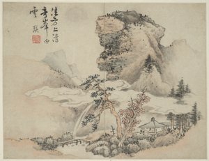 Táj az ókori mesterek stílusában: Fang Congyi után (aktív 1340-80 körül)