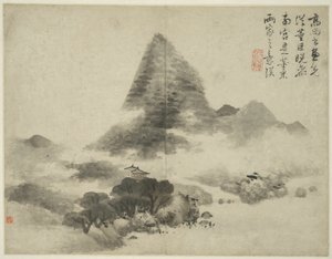 Táj az ókori mesterek stílusában: Gao Shangshu után, Dong Yuan (aktív 937-975) és Ju Ran nyomán, később pedig Mi Fu (1051_-1107) stílusában