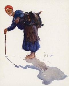 Egyiptom népe: Sakka (színes litográfia): Vízhordó, Sakka (színes litográfia) alkotó: Lance Thackeray