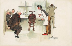 Jelenet egy fodrászüzletben (chromolitho) alkotó: Lance Thackeray