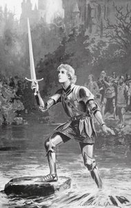 Galahad könnyedén felemelte a kardot (litho) alkotó: Lancelot Speed