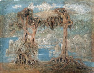 ""Táj"" Scrawny Trees on the Seashore, Norvégia - Lars Hertervig (1830-1902) festménye 1902 Nemzeti Művészeti Múzeum, Oslo Norvégia
