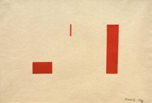 Cím nélkül (piros kollázs / piros öntapadós kép) alkotó: Laszlo Moholy Nagy
