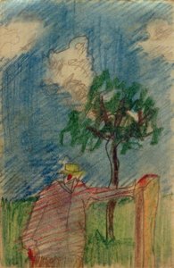 Cím nélkül (egy fa alatt álló ember) alkotó: Laszlo Moholy-Nagy