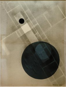 Festékszóró kék koronggal alkotó: Laszlo Moholy-Nagy