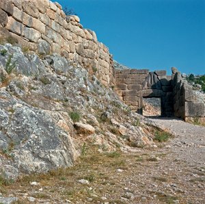 Az Oroszlánok Kapuja: Mükénész ősi városának helyszíne, a peloponnészoszi (Kr.e. 1500-1100) Görögország