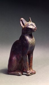 Macska szobor arany fülbevalóval, Bastet istennő szent ábrázolása, Kr.e. 664-630 körül (bronz)
