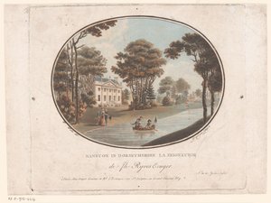 Kilátás Ranstonra Dorsetshire-ben Ranston Dorsethshire-ben La Seigneurie de Jh Ryves Ecuyer. (cím a tárgyon) Jardins Anglais (sorozat címe az objektumon) Angol kertek (sorozat címe)
