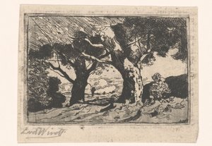 Táj két nagy fával alkotó: Laurent van der Windt (signed by artist)