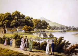 Kilátás a Brigittenau körzetre és a Dunára az augarteni oldalról, XIX. század eleje (metszet) alkotó: Laurenz (after) Janscha