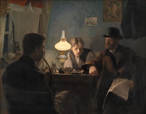 Látogatás a cipészboltban, 1885. alkotó: Laurits Andersen Ring