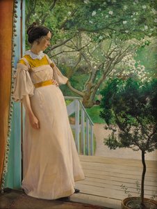 A kertajtóban. A művész felesége, 1897.