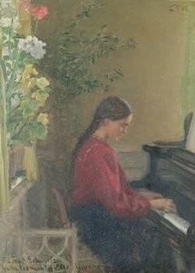 Yvonne, a művész lánya zongorázik, 1905 körül (olaj, vászon)