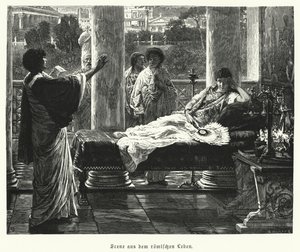 Jelenet az ókori római életből (metszet) alkotó: Lawrence (after) Alma Tadema