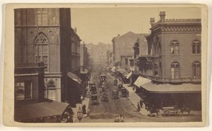 Montgomery Street a Market Streetről; San Francisco; pillanatnyi. alkotó: Lawrence and Houseworth
