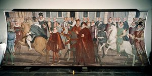 Giacomo Durazzo Grimaldi dózsa Francesco Pacheco bíborost vezeti a Genes utcáin 1574-ben (freskó