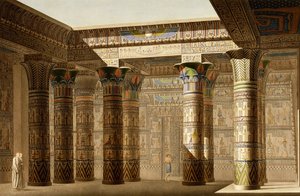 A núbiai Philae nagytemplomának portikusa, 1809-1812 körül (színes metszet) alkotó: Le Pere (after)