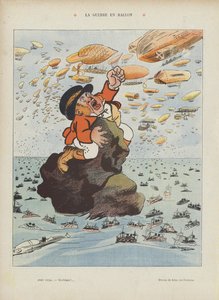 Háborús léggömbök. Illusztráció a Le Rire-hez (színes litó) alkotó: Leal de Camara