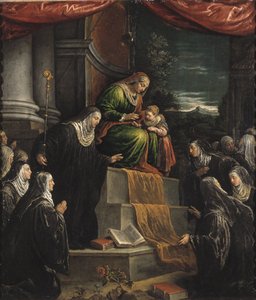 Szent Anna és Szűz Mária gyermeke – Szent Anna és Mária gyermekként, Bassano, Leandro (1557-1622). Olajfestmény. Mérete: 117x99 cm. Nemzeti Múzeum Stockholm alkotó: Leandro da Ponte Bassano