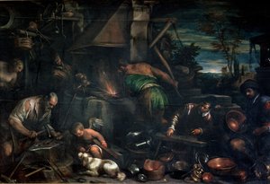 Vulkán kovácsa (olaj, vászon) alkotó: Leandro da Ponte Bassano