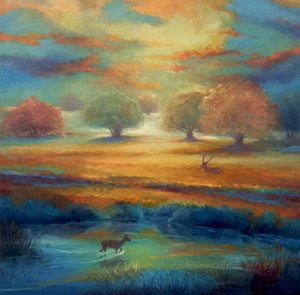 Richmond Park, zöld és arany, 2021 alkotó: Lee Campbell