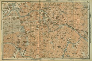 Berlin központ térképe, Baedeker északkeleti németországi útikalauzából, 1892 alkotó: Leipzig Wagner and Debes