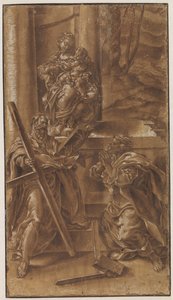 Madonna gyermekével és András apostollal (balra) és Szent Júdással (jobbra)