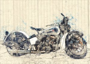 Klasszikus motorkerékpár-művészet alkotó: Lembayung senja studio [Vintage Poster]