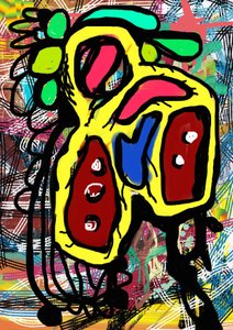 Színes graffiti-lény alkotó: Lembayung senja studio [Vintage Poster]