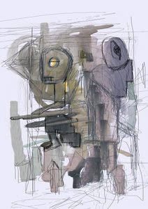 Rejtélyes absztrakt robotok alkotó: Lembayung senja studio [Vintage Poster]