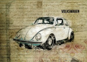 Retro Beetle vázlatrajzok