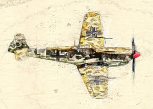 Régi harci repülőgép vázlat alkotó: Lembayung senja studio [Vintage Poster]