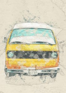 Sárga retro kempingbusz alkotó: Lembayung senja studio [Vintage Poster]