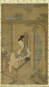Fantáziáló nő, Qing-dinasztia, Kangxi időszak, 1700-22 körül alkotó: Leng Mei