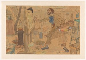 Egy modern festő műterme (eredeti cím a tárgyon) alkotó: Leo Gestel (signed by artist)