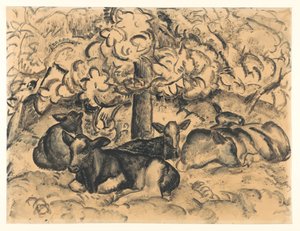 Gyümölcsös kert borjakkal alkotó: Leo Gestel (signed by artist)