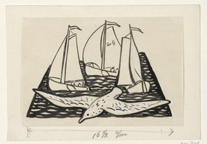 Három vitorlás és egy sirály alkotó: Leo Gestel (signed by artist)