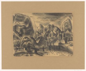 Táj farm a fák között alkotó: Leo Gestel (signed by artist)