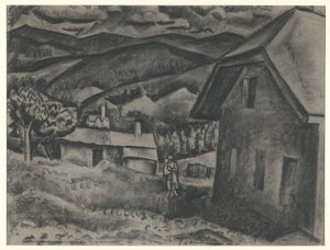 Táj nő gyermekkel egy ház előtt alkotó: Leo Gestel (signed by artist)