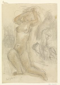 Két térdelő akt alkotó: Leo Gestel (signed by artist)