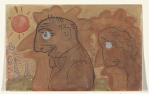 Leo Gestel és felesége karikatúrája alkotó: Leo Gestel