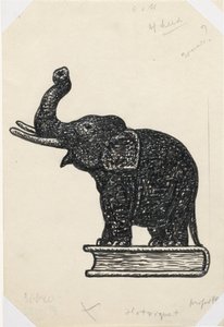 Elefánt a könyvön (vázlat) alkotó: Leo Gestel